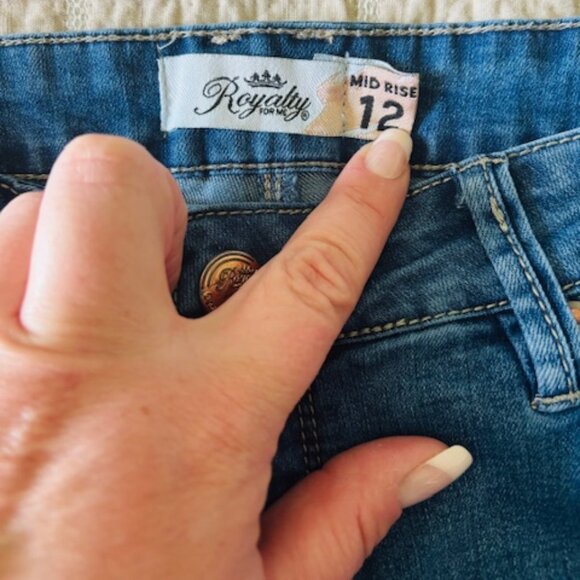 Royalty For Me Anklet Mid Rise Women's Blue Jeans Size 12 - Picture 8 of 8